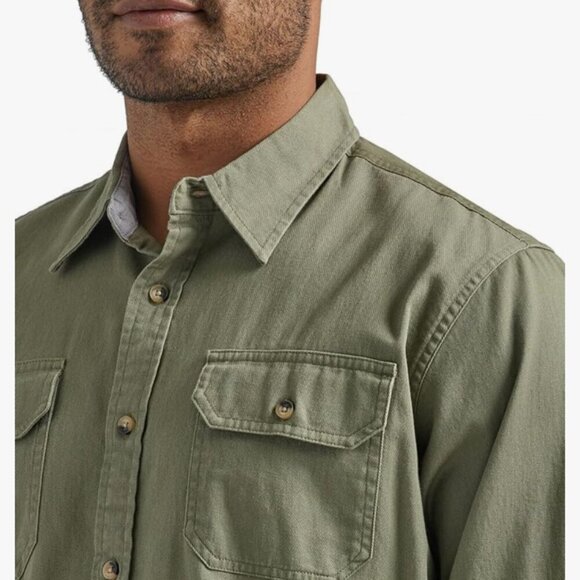 Wrangler Military Green premium quality Long sleeve Shirt size XXL - Picture 3 of 14